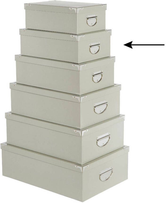 5Five Opbergdoos box 2x lichtgrijs L32 x B21.5 x H12 cm Stevig karton Greybox Opbergbox