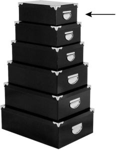 5Five Opbergdoos box zwart L28 x B19.5 x H11 cm Stevig karton Blackbox Opbergbox