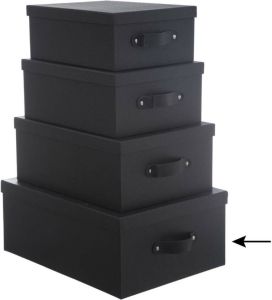 5Five Opbergdoos box zwart L39 x B30 x H16 cm Stevig karton Industrialbox Opbergbox