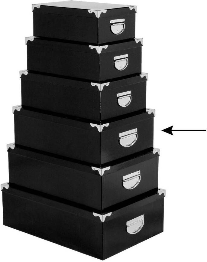 5Five Opbergdoos box zwart L40 x B26.5 x H14 cm Stevig karton Blackbox Opbergbox