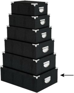 5Five Opbergdoos box zwart L48 x B33.5 x H16 cm Stevig karton Crocobox Opbergbox