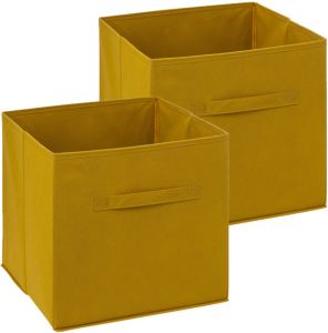 5Five Opbergmand 2x 29 liter mosterdgeel 31 x 31 x 31 cm Opbergmanden