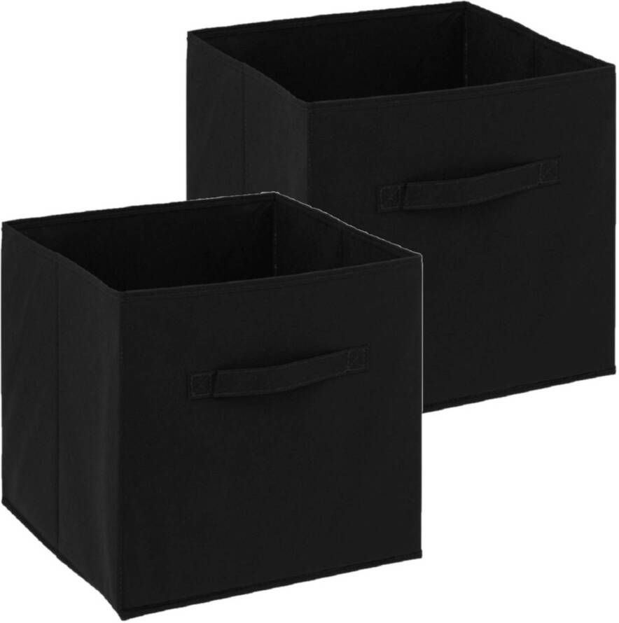 5Five Set van 2x opbergmand 29 liter zwart 31 x 31 x 31 cm Opbergmanden