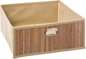 5five Opbergmand kastmand 13L beige linnen bamboe 31 x 13 5 x 31 cm vakkenkast manden Opbergmanden