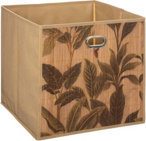 5five Opbergmand kastmand 29 liter beige linnen bamboe 31 x 31 x 31 cm Vakkenkast manden Opbergmanden
