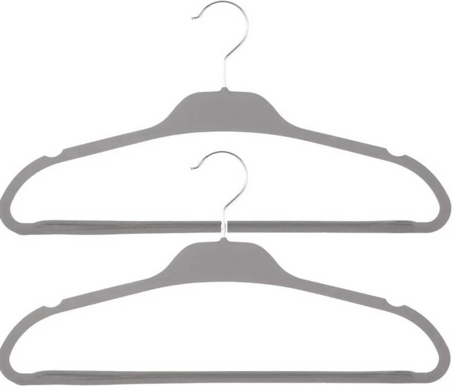 5Five Set van 10x stuks kunststof rubber kledinghangers grijs 45 x 24 cm Kledinghangers
