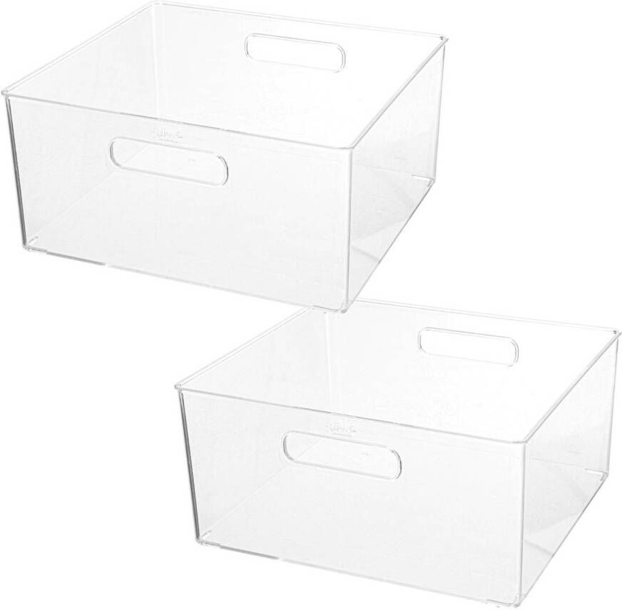 5Five Set van 2x stuks creme potjes flesjes make-up houder box vierkant 31 x 15 cm van kunststof Opbergbox