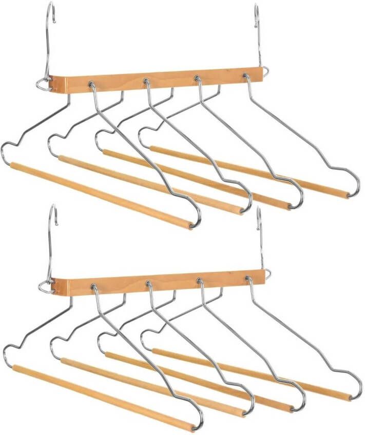 5Five Set van 2x stuks luxe kledinghanger broekhanger voor 4 broeken shirts 42 x 45 cm Kledinghangers