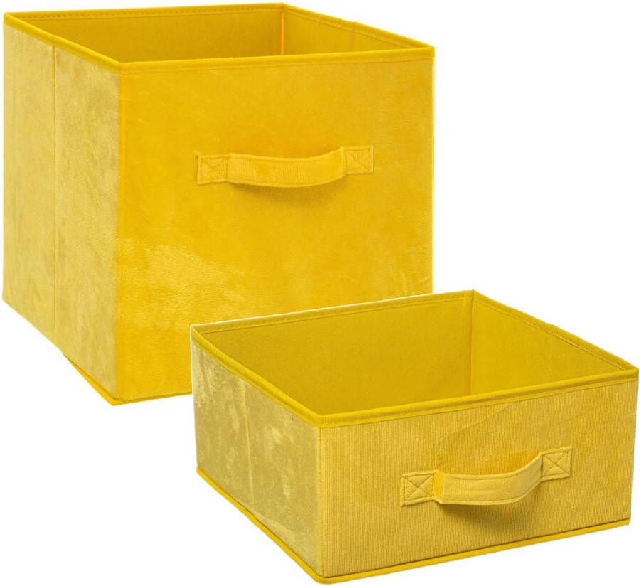 5Five Set van 2x stuks opbergmanden kastmanden 14 en 29 liter geel van polyester 31 cm Opbergkisten