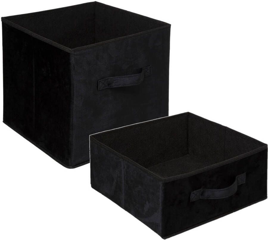 5Five Set van 2x stuks opbergmanden kastmanden 14 en 29 liter zwart van polyester 31 cm Opbergkisten