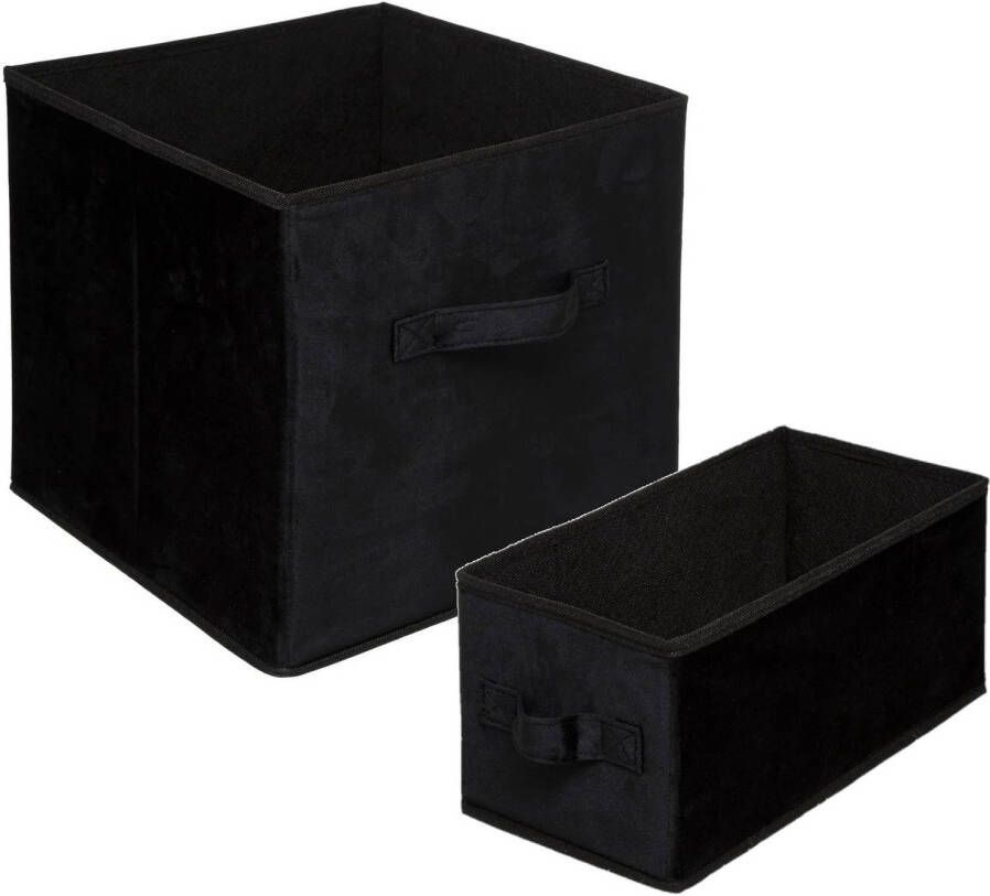 5Five Set van 2x stuks opbergmanden kastmanden 7 en 29 liter zwart van polyester 31 cm Opbergkisten