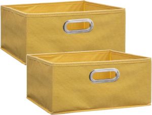 5five Set van 2x stuks opbergmand kastmand 14 liter geel linnen 31 x 31 x 15 cm Opbergboxen Vakkenkast manden Opbergmanden