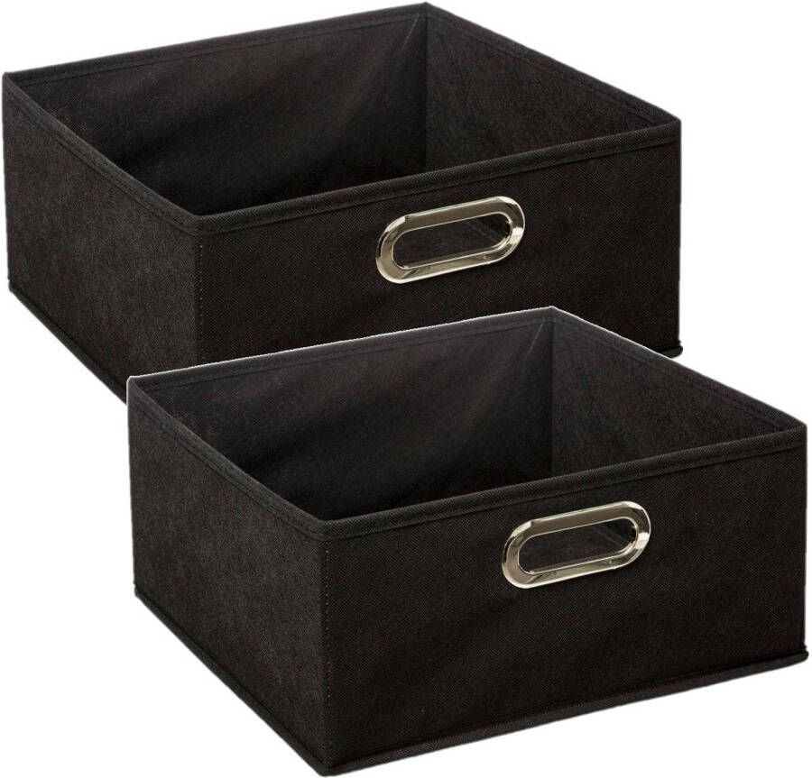 5five Set van 2x stuks opbergmand kastmand 14 liter zwart linnen 31 x 31 x 15 cm Opbergboxen Vakkenkast manden Opbergmanden