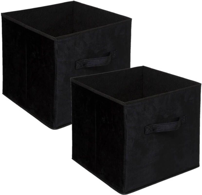 5Five Set van 2x stuks opbergmand kastmand 29 liter zwart polyester 31 x 31 x 31 cm Opbergmanden