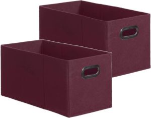 5five Set van 2x stuks opbergmand kastmand 7 liter aubergine paars linnen 31 x 15 x 15 cm Opbergboxen Vakkenkast manden Opbergmanden