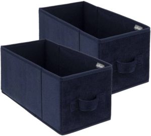5five Set van 2x stuks opbergmand kastmand 7 liter donkerblauw polyester 31 x 15 x 15 cm Opbergboxen Vakkenkast manden Opbergmanden