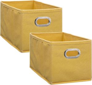 5five Set van 2x stuks opbergmand kastmand 7 liter geel linnen 31 x 15 x 15 cm Opbergboxen Vakkenkast manden Opbergmanden