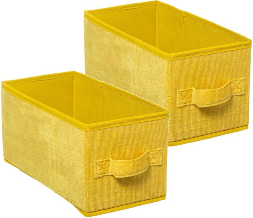 5five Set van 2x stuks opbergmand kastmand 7 liter geel polyester 31 x 15 x 15 cm Opbergboxen Vakkenkast manden Opbergmanden