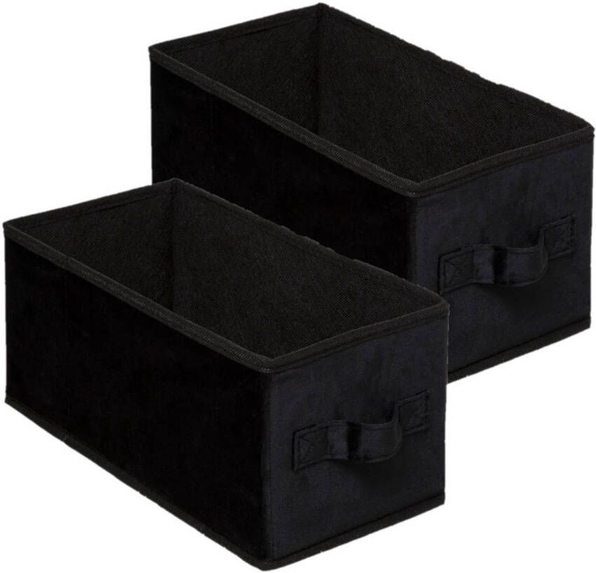 5five Set van 2x stuks opbergmand kastmand 7 liter zwart polyester 31 x 15 x 15 cm Opbergboxen Vakkenkast manden Opbergmanden