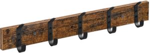 Acaza houten Wandkapstok met 5 Haken Compacte Muur Kapstok Industriële stijl Vintage Bruin Zwart