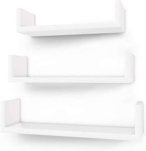 Acaza Set van 3 Boekenplanken U-vormige Wandplank Wit