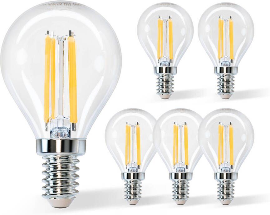 Aigostar 10ZBS LED lichtbron Filament Lamp G45 E14 470lm 2700K Warm Wit 4 Watt 6 Stuks