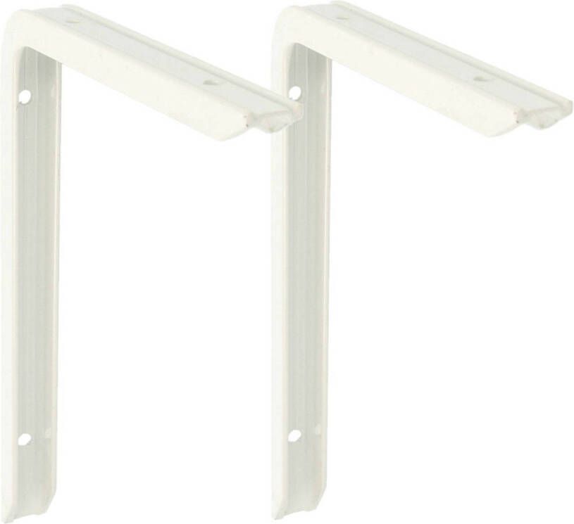 AMIG Plankdrager planksteun 2x aluminium gelakt wit H150 x B100 mm max gewicht 90 kg Plankdragers
