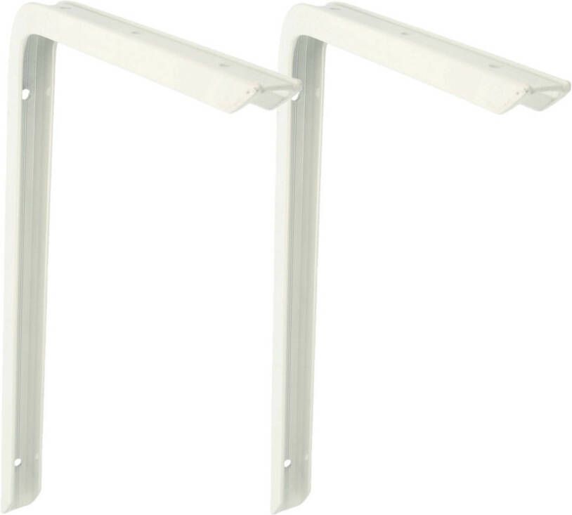 AMIG Plankdrager planksteun 2x aluminium gelakt wit H300 x B200 mm max gewicht 30 kg Plankdragers
