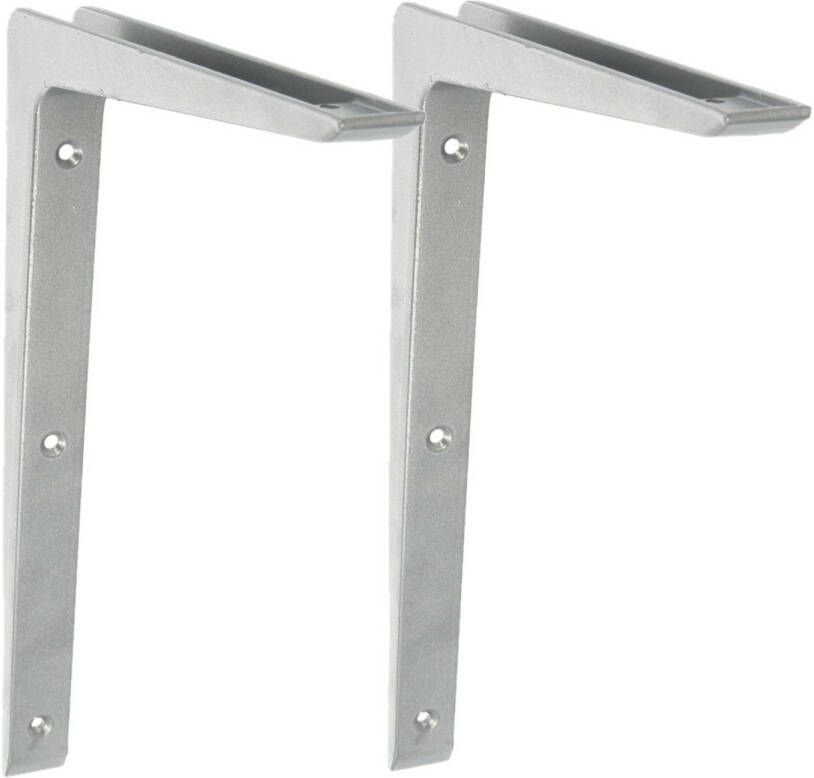 AMIG Plankdrager planksteun 2x aluminium gelakt zilvergrijs H300 x B200 mm Plankdragers