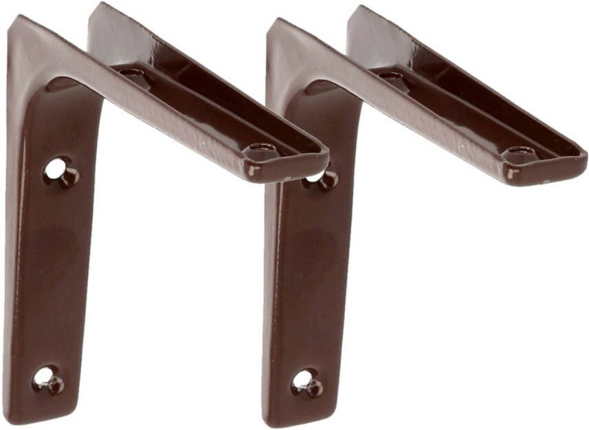 AMIG Plankdrager planksteun van metaal 2x gelakt bruin H125 x B125 mm Plankdragers