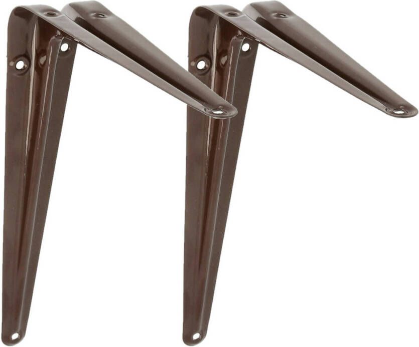 AMIG Plankdrager planksteun van metaal 2x gelakt bruin H250 x B200 mm Plankdragers