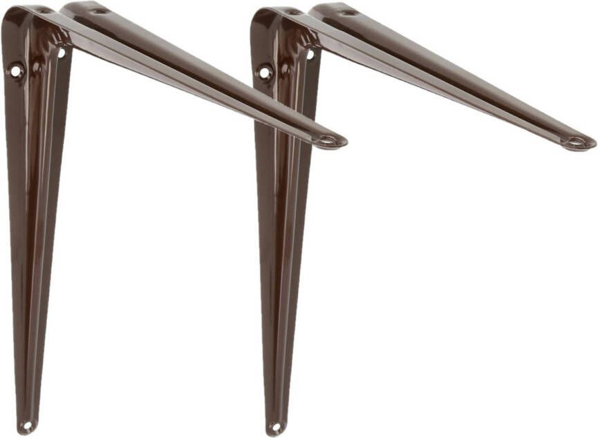 AMIG Plankdrager planksteun van metaal 2x gelakt bruin H300 x B250 mm Plankdragers