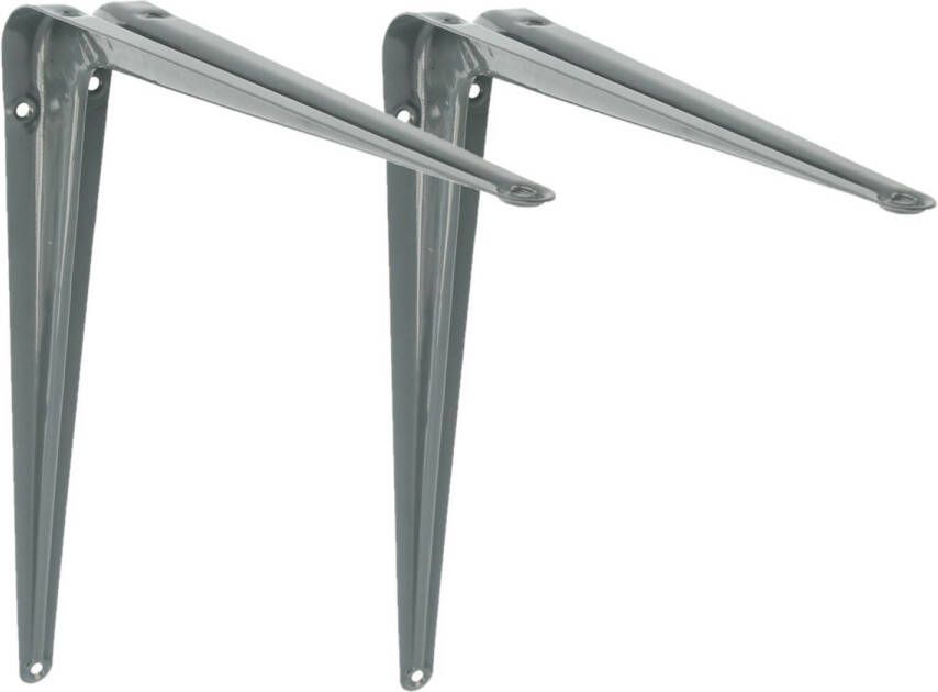 AMIG Plankdrager planksteun van metaal 2x gelakt grijs H350 x B300 mm Plankdragers