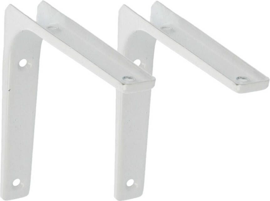 AMIG Plankdrager planksteun van metaal 2x gelakt wit H150 x B200 mm Plankdragers