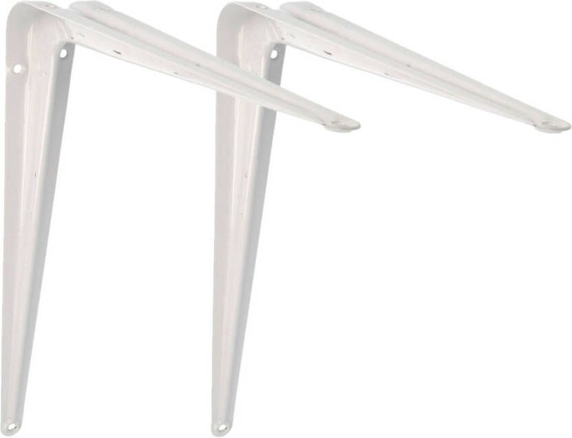 AMIG Plankdrager planksteun van metaal 2x gelakt wit H450 x B400 mm Plankdragers