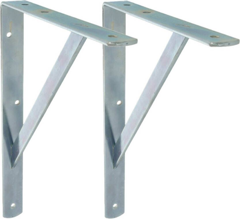AMIG Plankdrager planksteun van metaal 2x gelakt zilver H300 x B225 mm Tot 260 kg Plankdragers