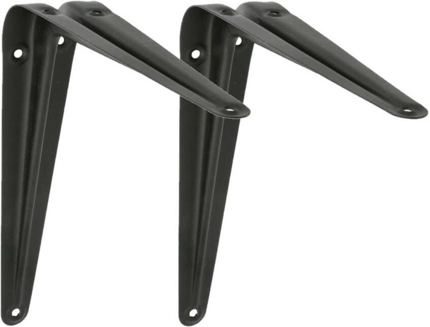 AMIG Plankdrager planksteun van metaal 2x gelakt zwart H225 x B200 mm Plankdragers