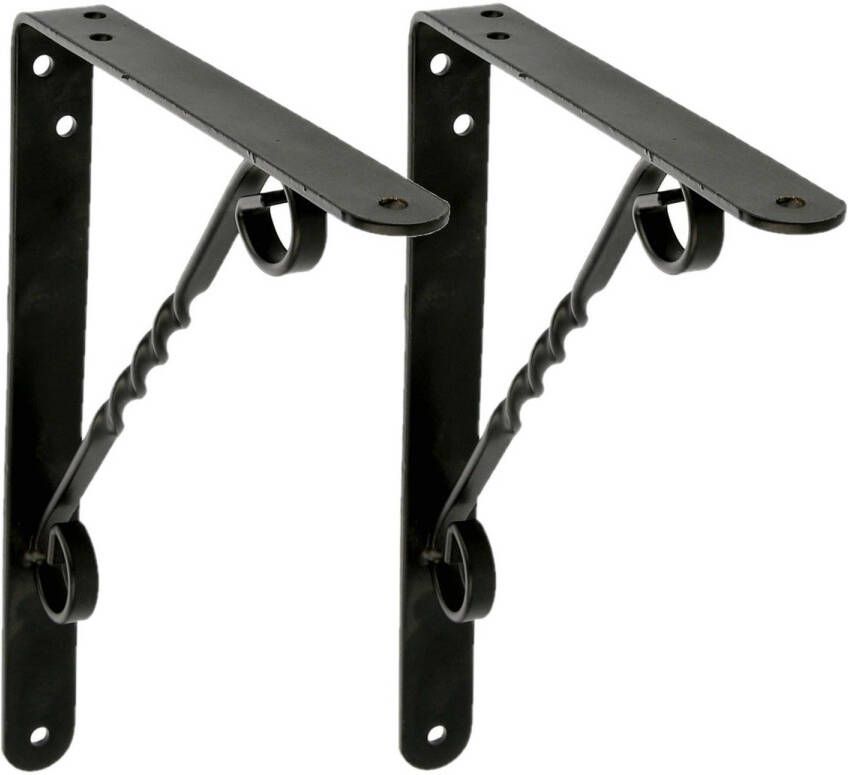 AMIG Plankdrager steun beugel Decoratief 2x metaal zwart H200 x B150 mm Tot 110 kg Plankdragers
