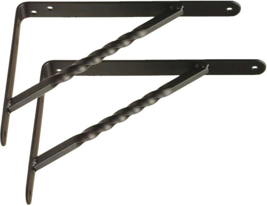 AMIG Plankdrager steun beugel Spiraal 2x metaal zwart H150 x B125 mm Tot 300 kg Plankdragers