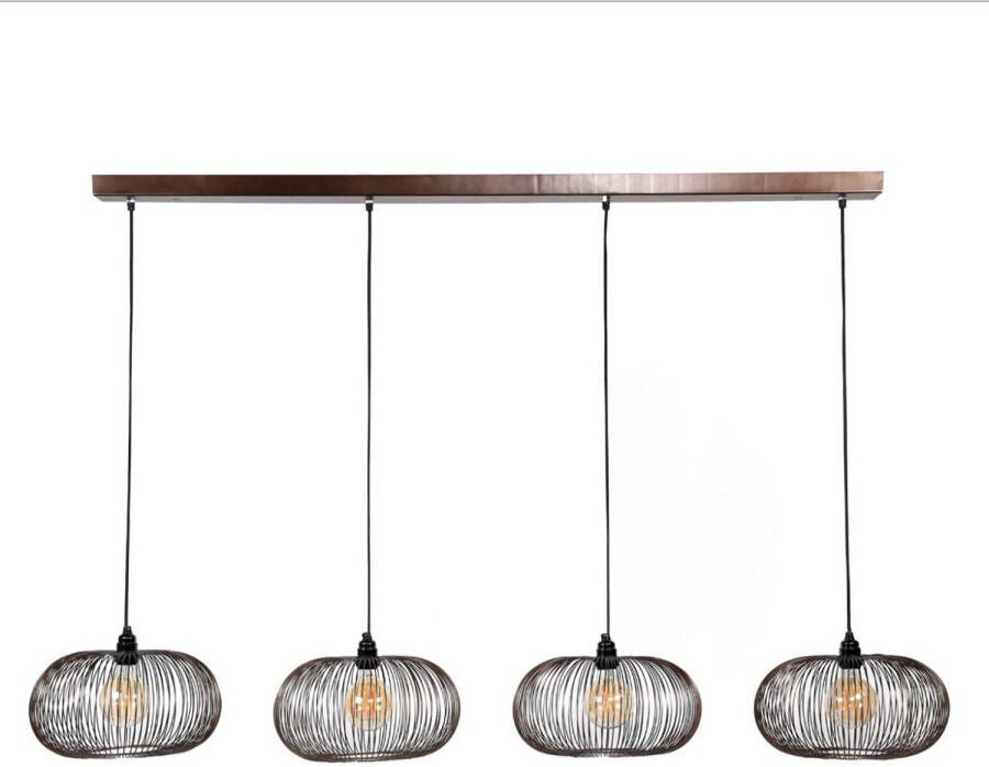 AnLi Style Hanglamp 4x Ø35 disk wire copper twist