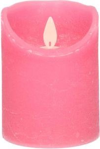 Anna's Collection 1x Fuchsia roze LED kaarsen stompkaarsen 10 cm Luxe kaarsen op batterijen met bewegende vlam LED kaarsen