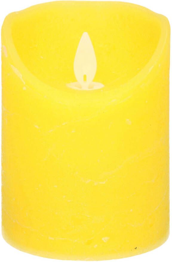 Anna's Collection 1x Gele LED kaarsen stompkaarsen 12 5 cm Luxe kaarsen op batterijen met bewegende vlam LED kaarsen