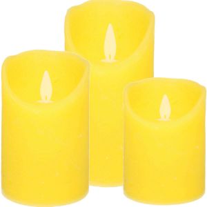 Anna&apos;s Collection 1x set gele LED kaarsen stompkaarsen met bewegende vlam LED kaarsen