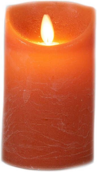 Anna&apos;s Collection 1x stuks led kaarsen stompkaarsen oranje D7 5 x H12 5 cm LED kaarsen