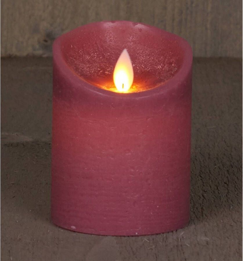 Anna&apos;s Collection 2x Antiek roze LED kaars stompkaars met bewegende vlam 15 cm LED kaarsen