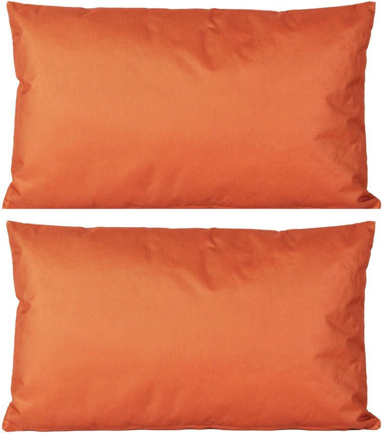 Anna&apos;s Collection 2x Bank sier kussens voor binnen en buiten in de kleur oranje 30 x 50 cm Sierkussens