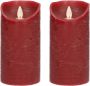 Anna's Collection 2x Bordeaux rode LED kaarsen stompkaarsen 10 cm Luxe kaarsen op batterijen met bewegende vlam LED kaarsen - Thumbnail 1