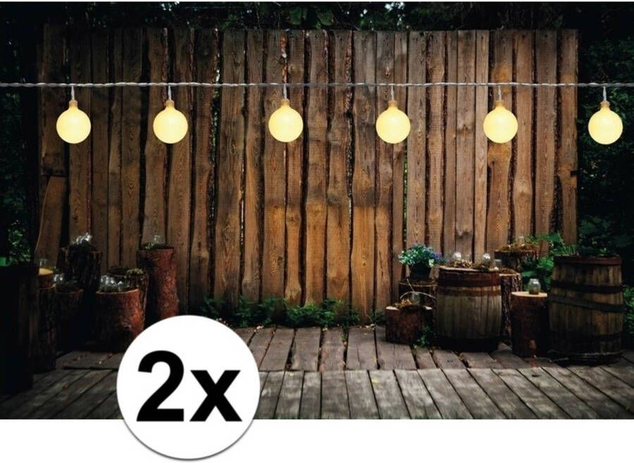Anna&apos;s Collection 2x Binnen buiten verlichting lichtsnoeren 10 meter met warm witte LED lampjes Lichtsnoer voor buiten