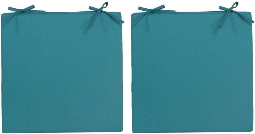 Anna&apos;s Collection 2x Stoelkussens voor binnen en buiten in de kleur petrol blauw 40 x 40 cm Tuinkussens voor buitensto Sierkussens