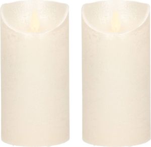 Anna's Collection 2x Creme parel LED kaarsen stompkaarsen 15 cm Luxe kaarsen op batterijen met bewegende vlam LED kaarsen